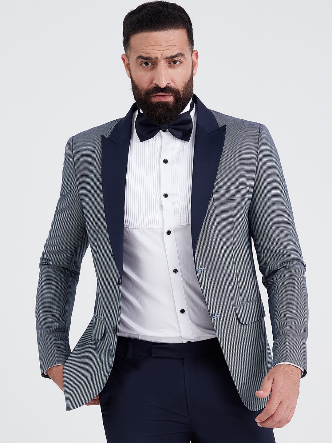 

MR BUTTON Self-Designed Single-Breasted Blazer, Navy blue
