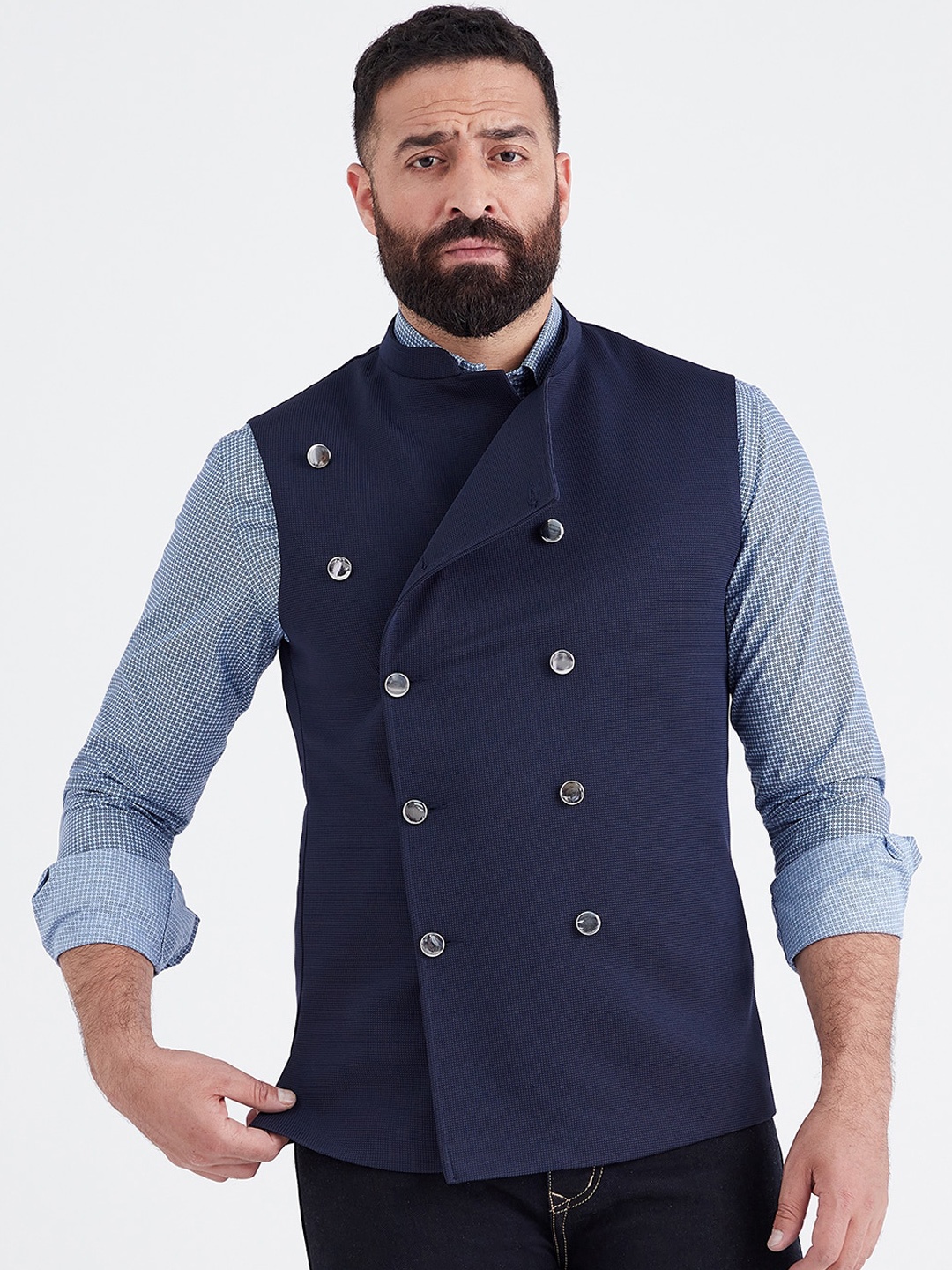 

MR BUTTON Double Breasted Waistcoat, Navy blue