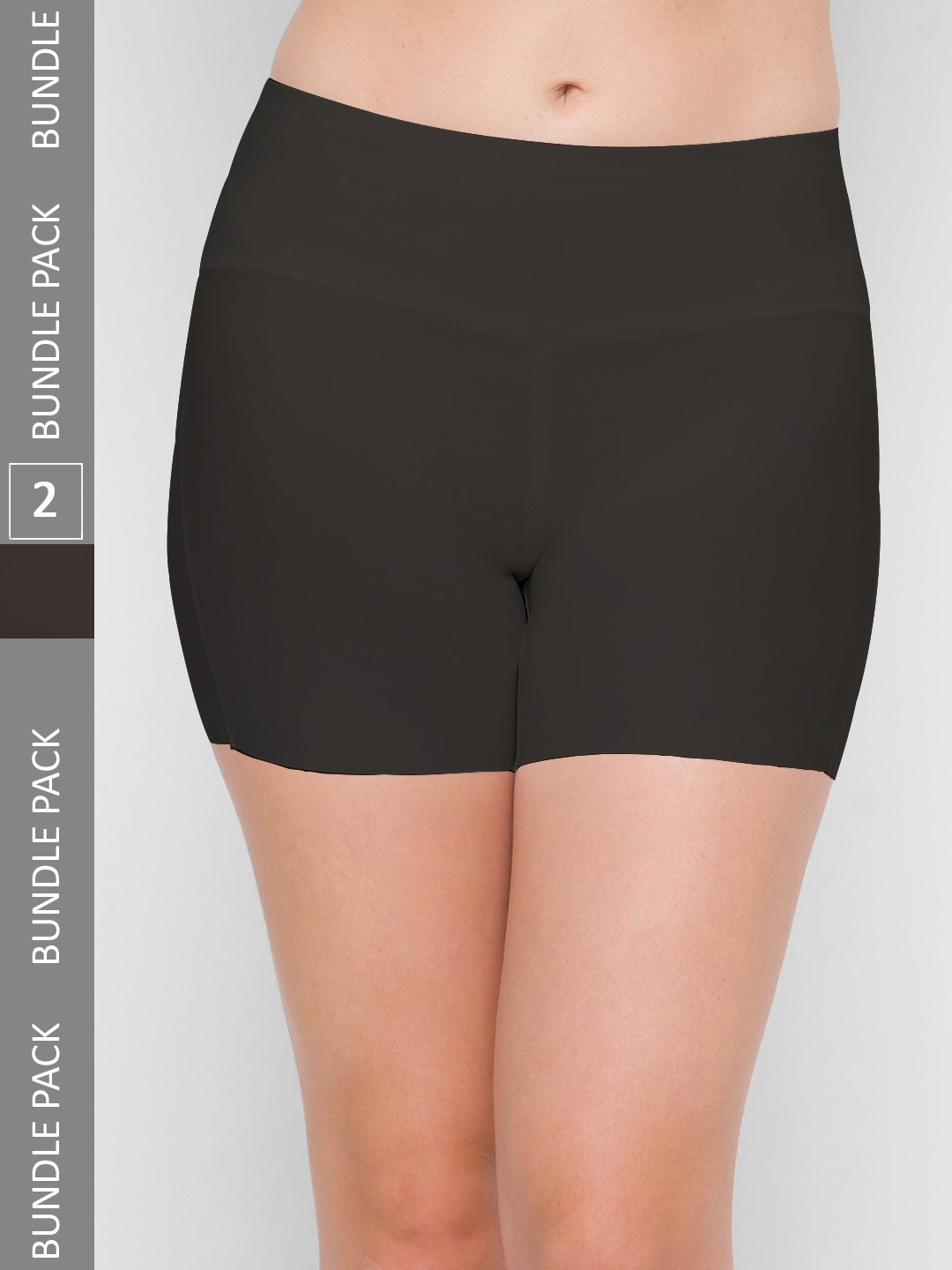 

NOIRA Women Pack Of 2 Mid-Rise Seamless Boxer-Style Briefs, Black