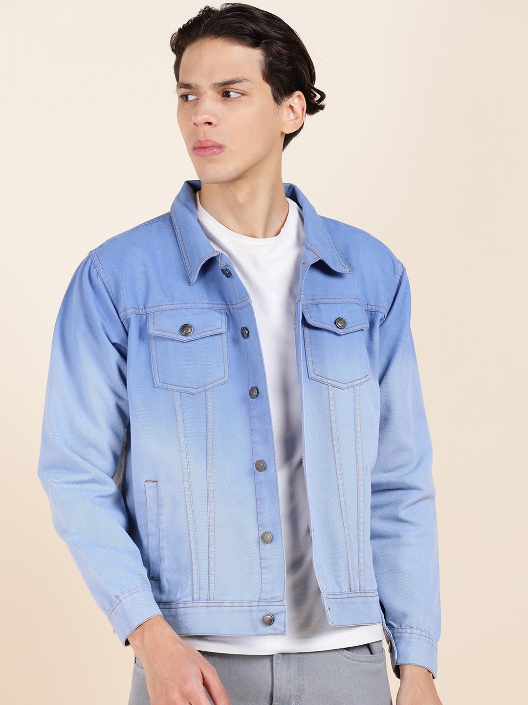 

MONTREZ Washed Denim Jacket, Blue