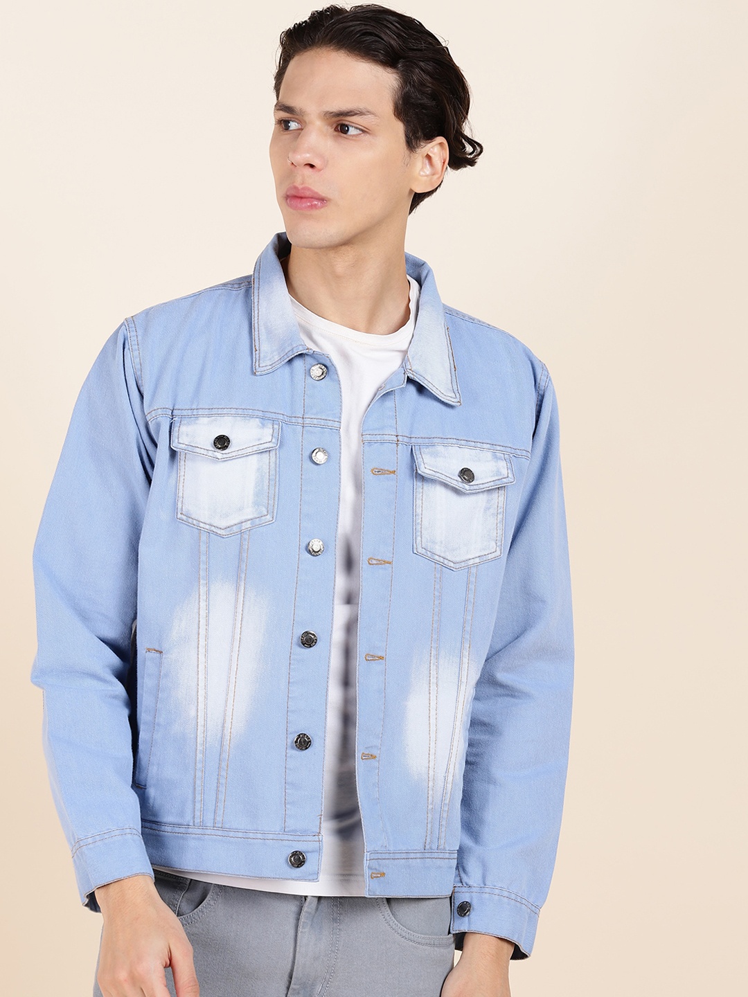 

MONTREZ Washed Denim Jacket, Blue