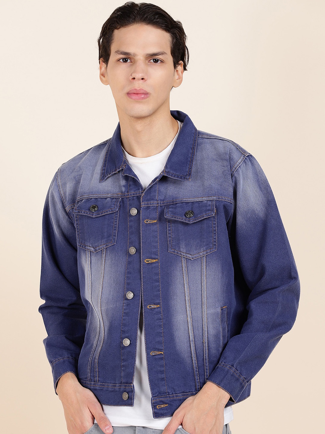 

MONTREZ Washed Denim Jacket, Blue