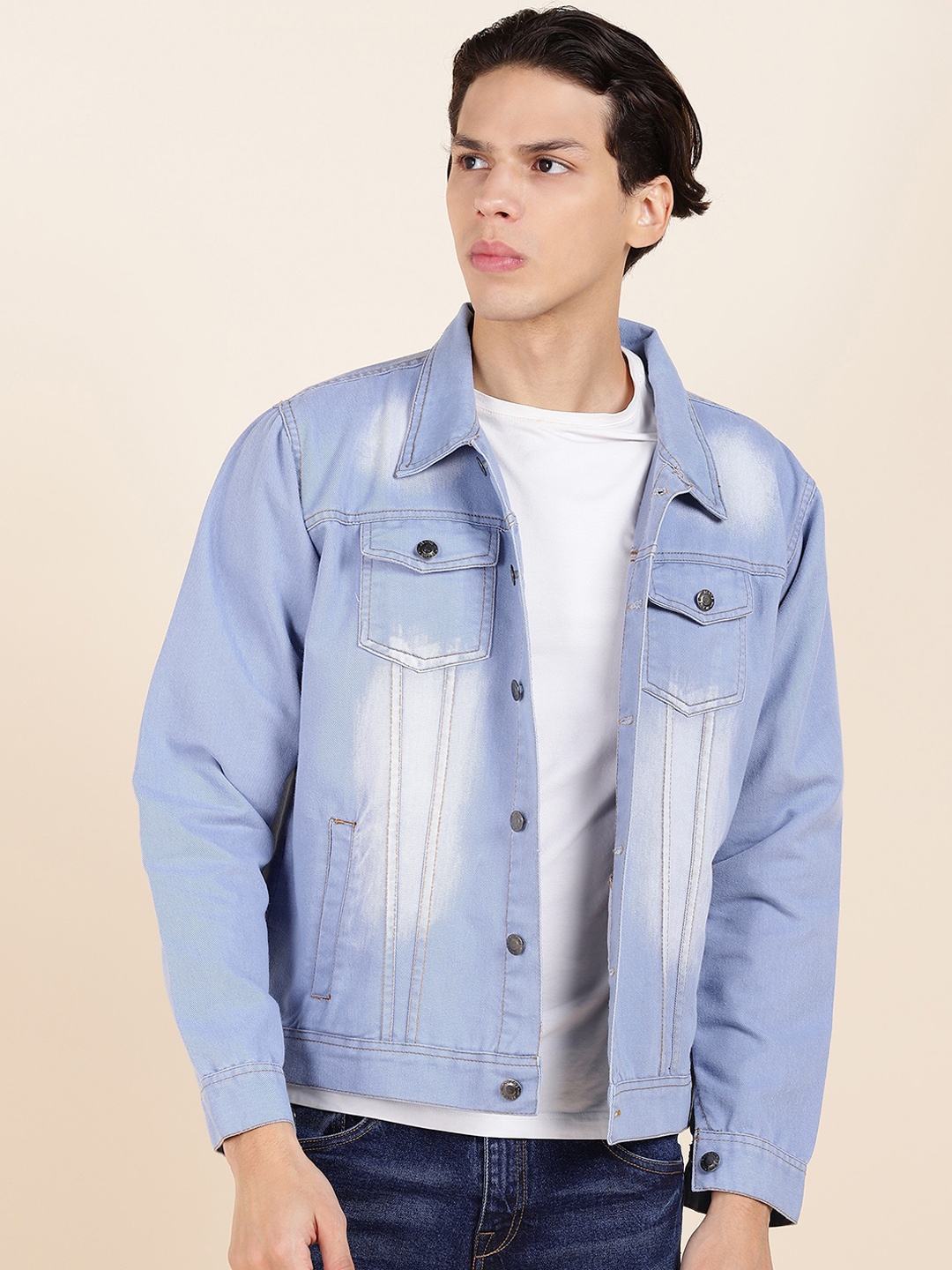 

MONTREZ Washed Denim Jacket, Blue