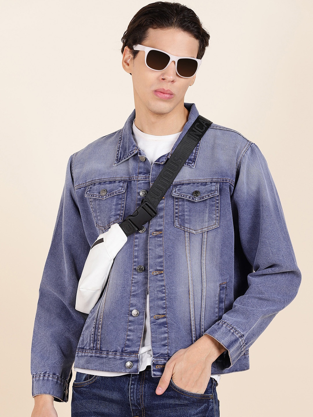 

MONTREZ Washed Denim Jacket, Blue