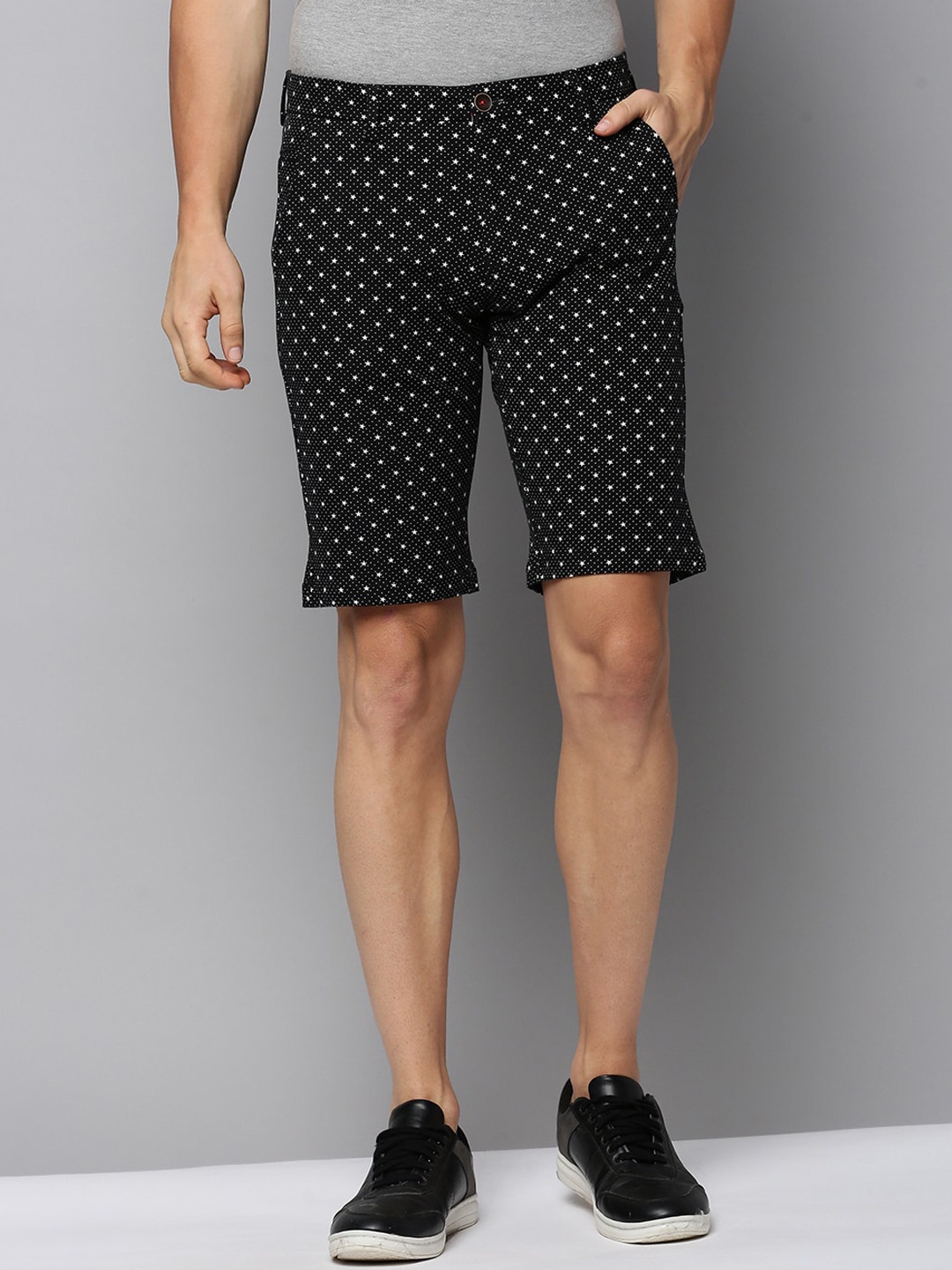 

SHOWOFF Men Regular Fit Printed Cotton Shorts, Black