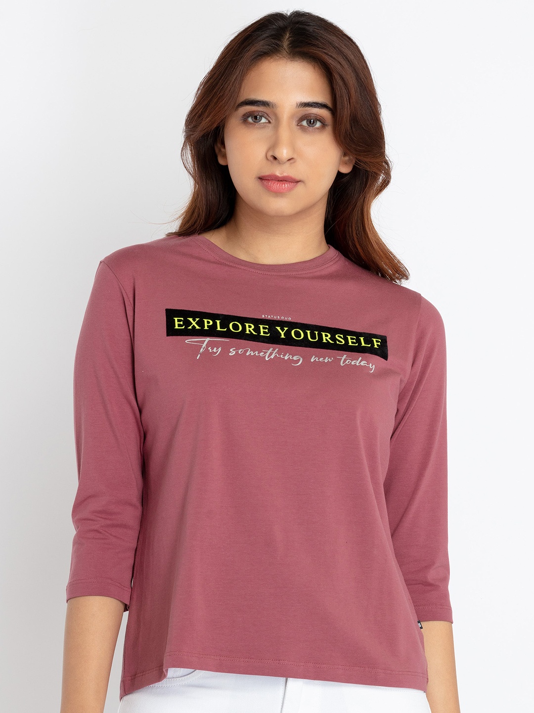 Status Quo Typography Printed T-shirt, Maroon