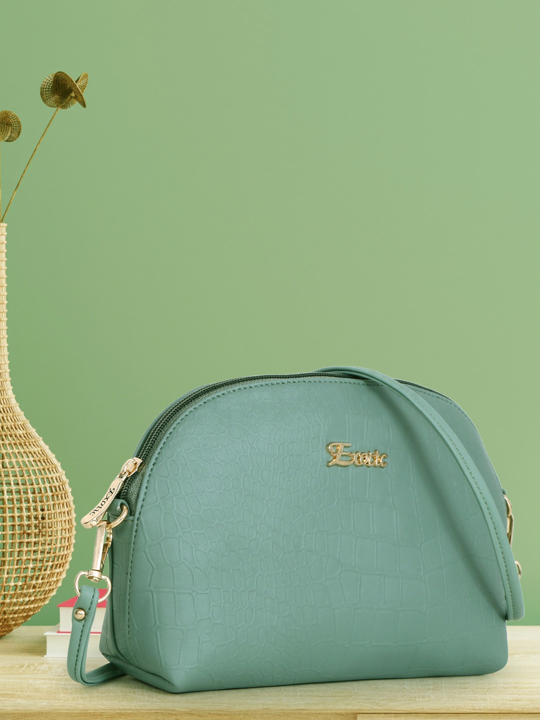 

Exotic PU Structured Sling Bag, Green