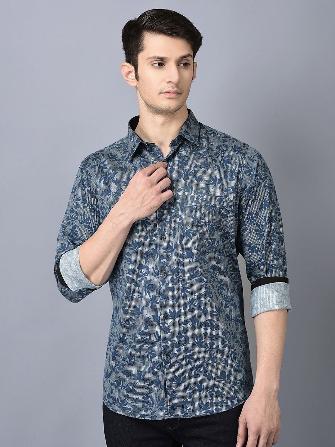 

CANOE Smart Floral Printed Cotton Casual Shirt, Blue