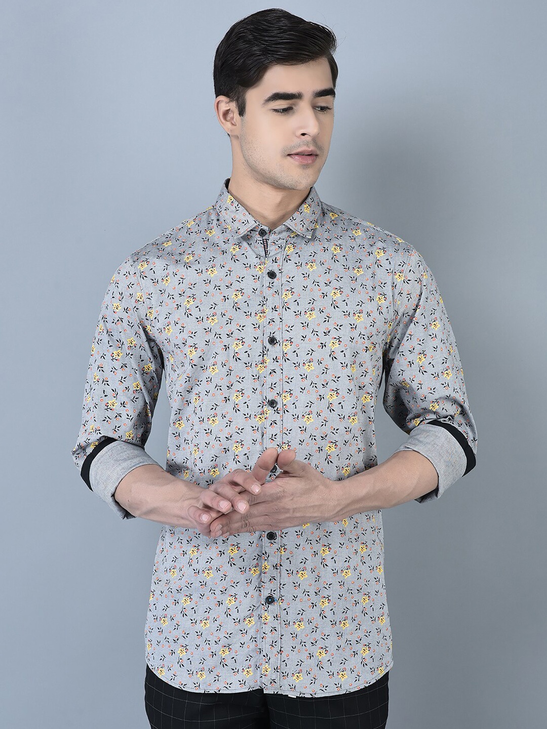 

CANOE Smart Floral Printed Pure Cotton Casual Shirt, Grey