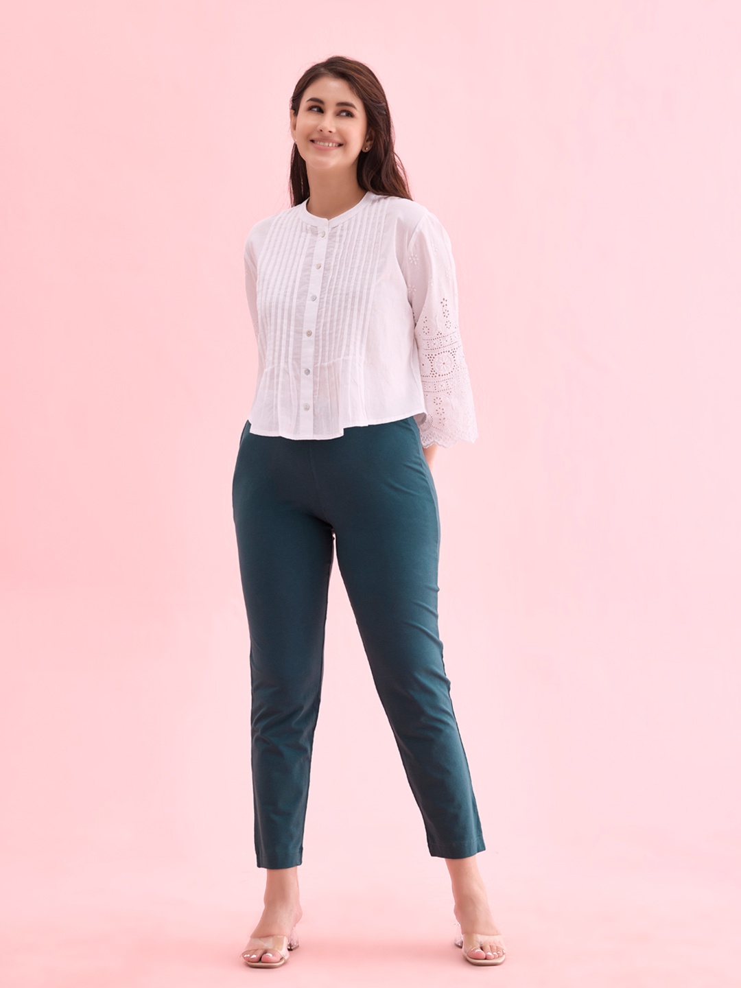 

Go Colors Women Relaxed Trousers, Teal