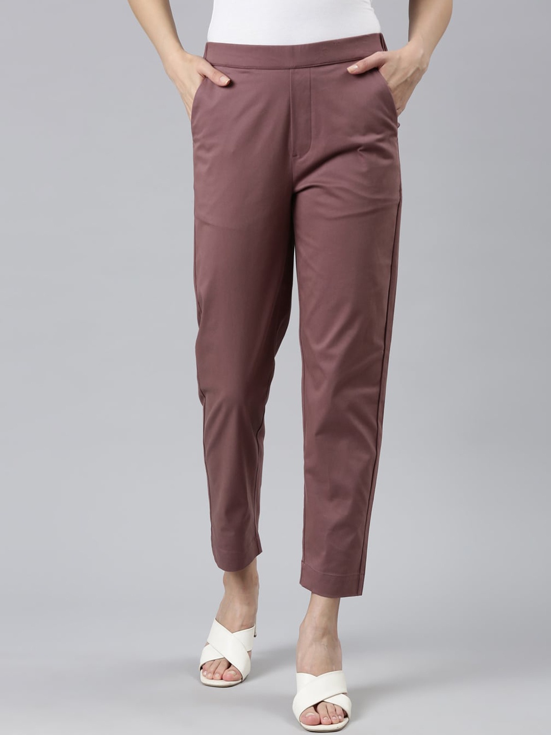 

Go Colors Women Smart Straight Fit Trousers, Violet