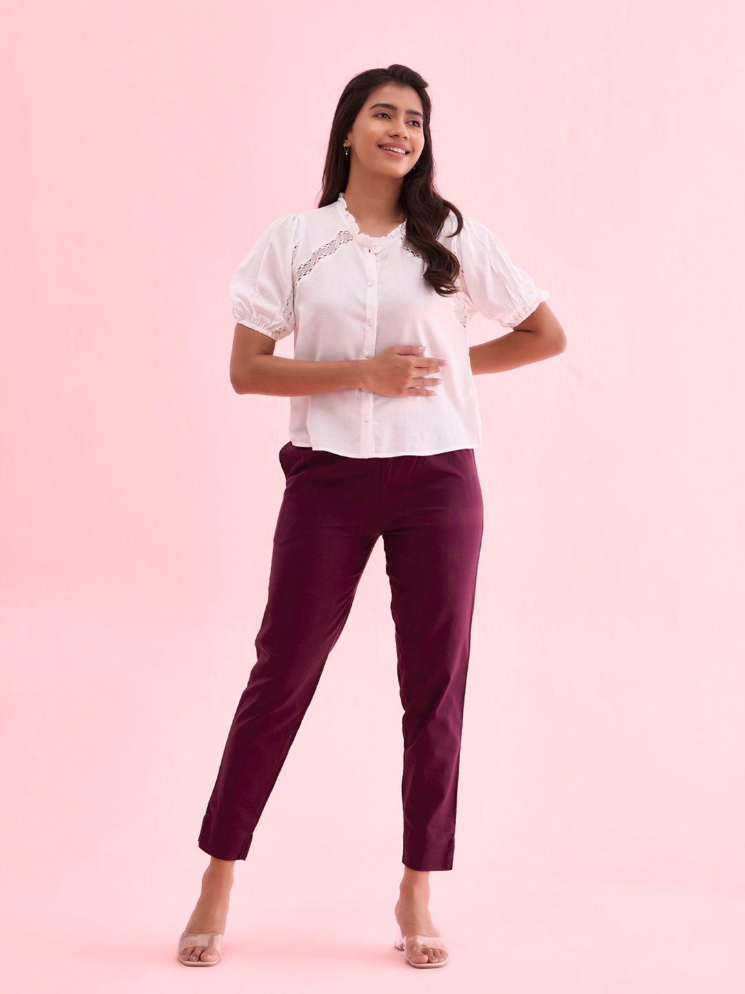 

Go Colors Women Relaxed Cotton Trousers, Purple