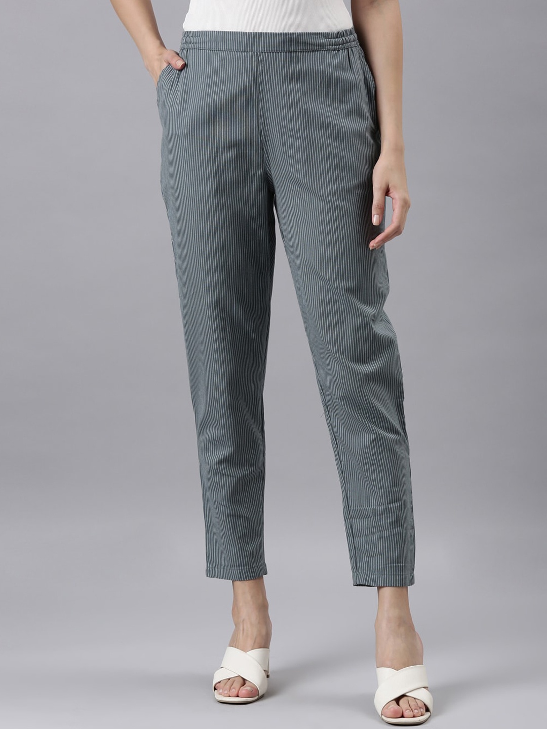 

Go Colors Women Comfort Straight Fit Trousers, Green