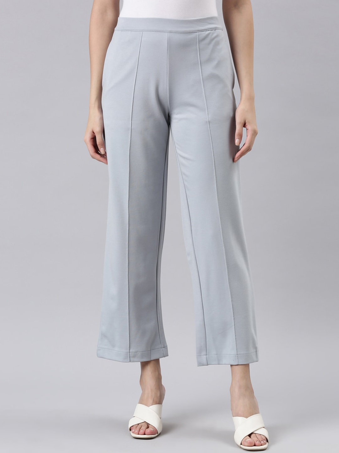 

Go Colors Women Relaxed High-Rise Trousers, Blue