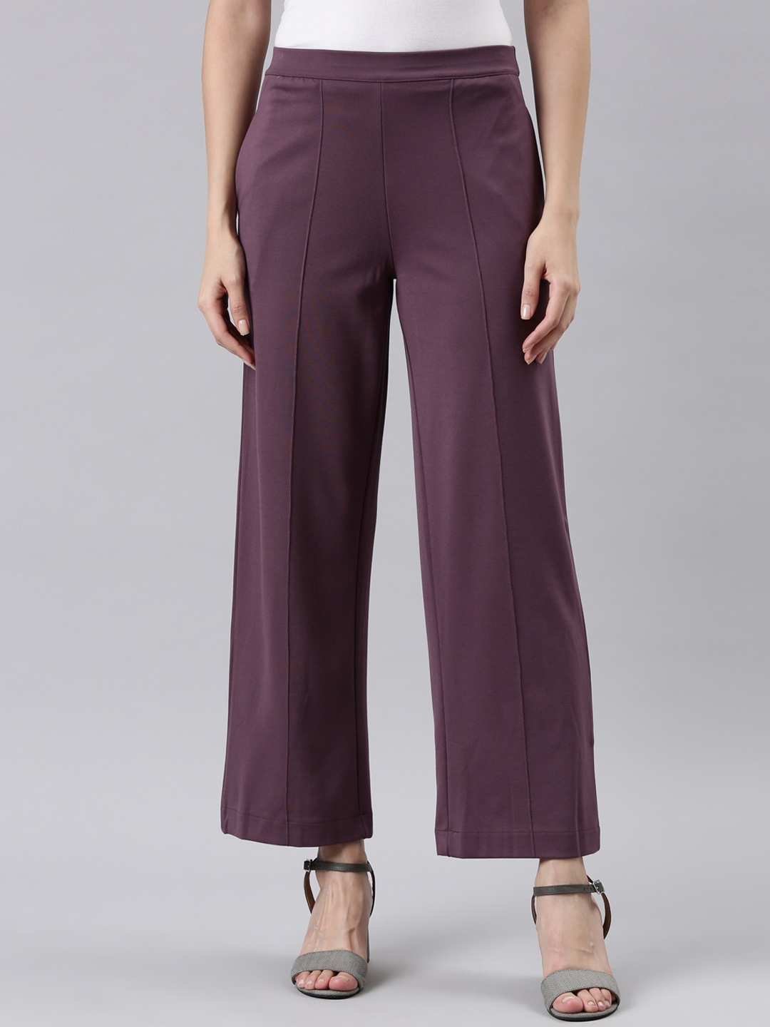 

Go Colors Women Relaxed High-Rise Trousers, Purple