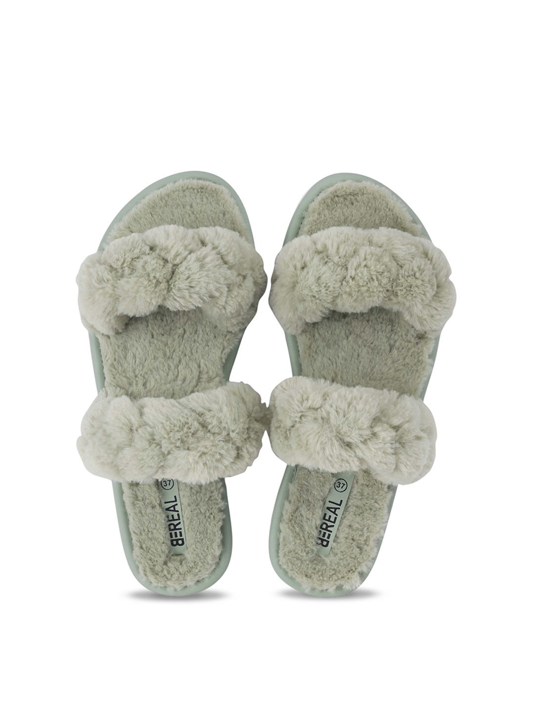 

BEREAL Women Cloudy Fur Room Slippers, Green