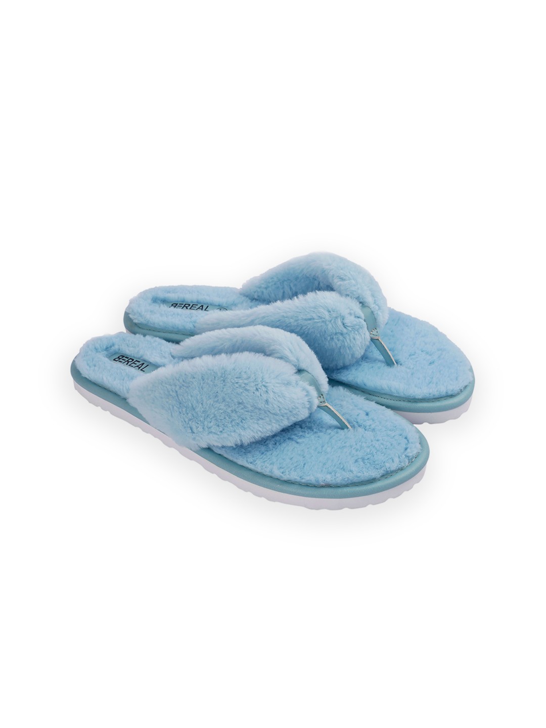 

BEREAL Women Fur Room Slippers, Blue