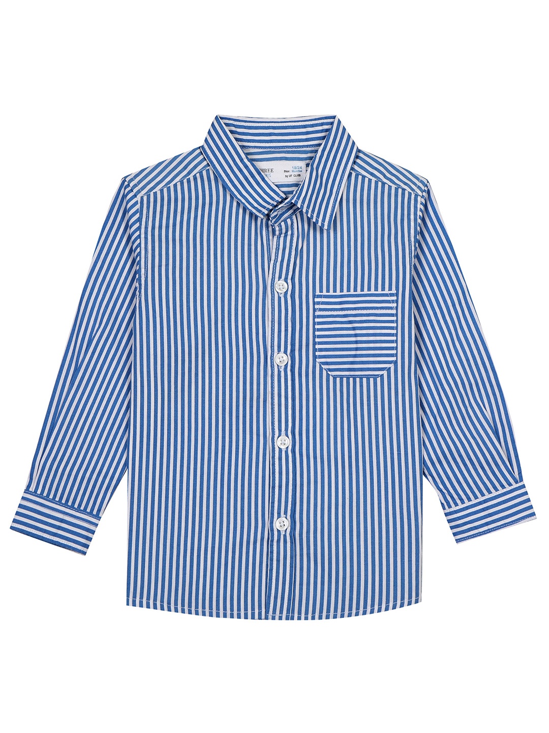 

ZERO THREE Infants Boys Comfort Fit Vertical Stripes Pure Cotton Shirt, Blue
