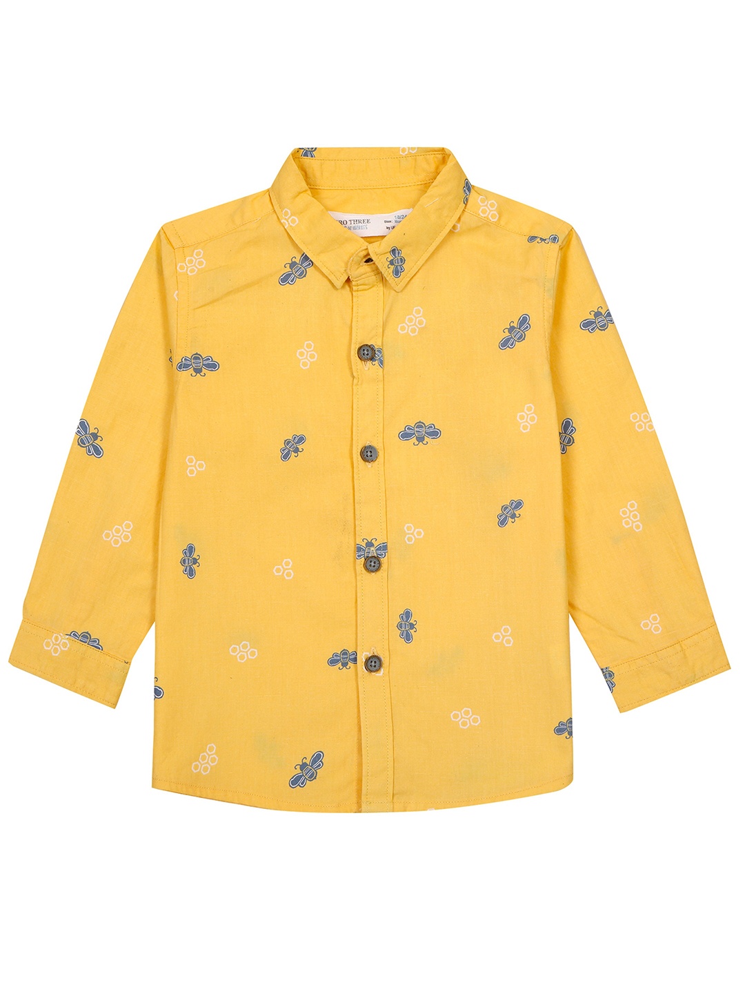 

ZERO THREE Boys Pure Cotton Comfort Opaque Printed Casual Shirt, Yellow