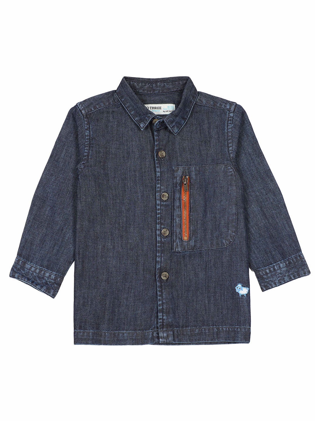 

ZERO THREE Boys Spread Collar Zip Pocket Comfort Pure Denim Party Shirt, Blue