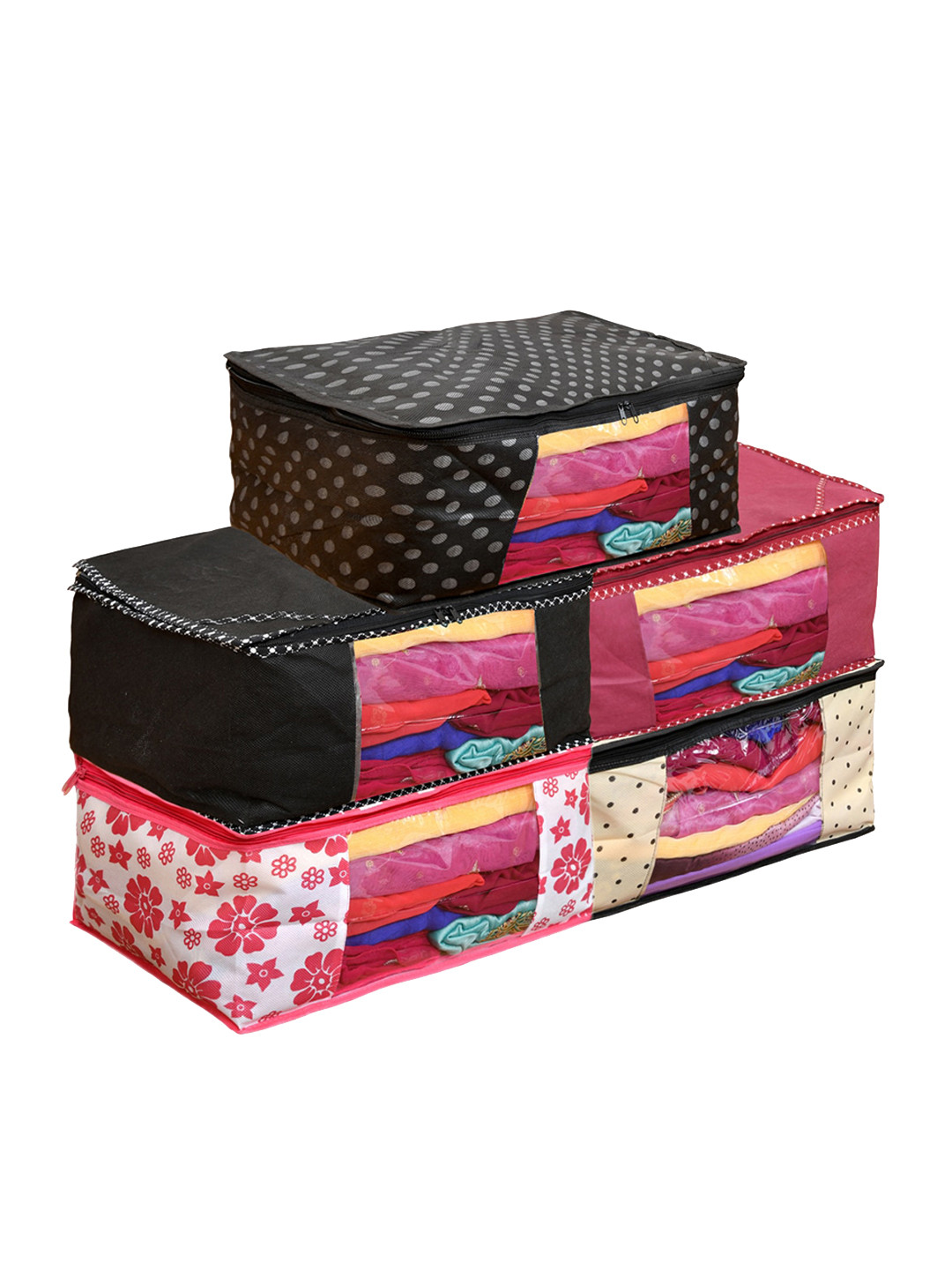 

Home Fresh Black & Pink 5-Pieces Printed Multi-Utility Organisers