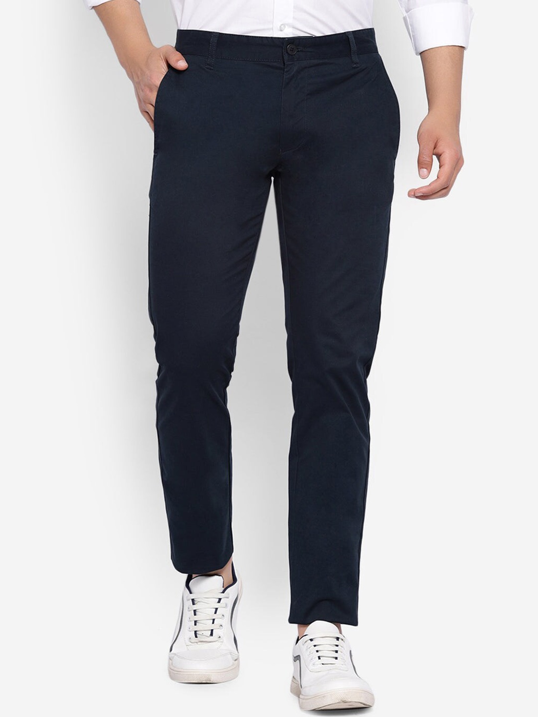 

JUMP USA Men Mid-Rise Relaxed Trousers, Navy blue