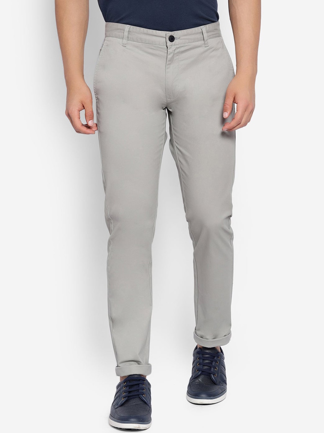 

JUMP USA Men Mid-Rise Relaxed Chinos Trousers, Grey