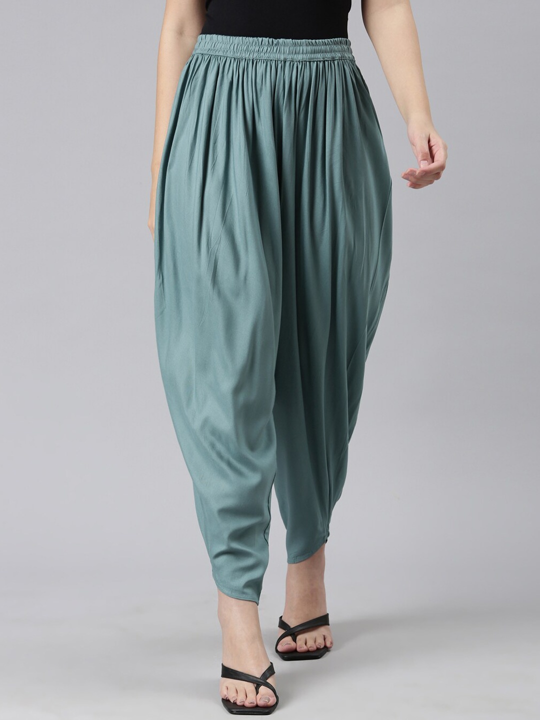

Go Colors Women Mid-Rise Loose-Fit Harem Dhoti Pants, Teal