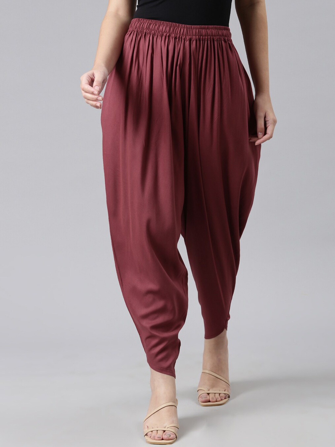 

Go Colors Women Mid-Rise Dhoti Pants, Maroon