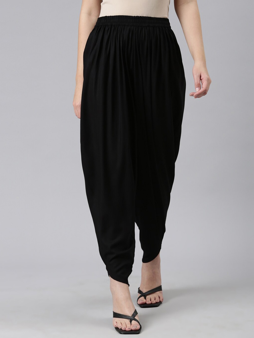 

Go Colors Women Mid-Rise Dhoti Pants, Black