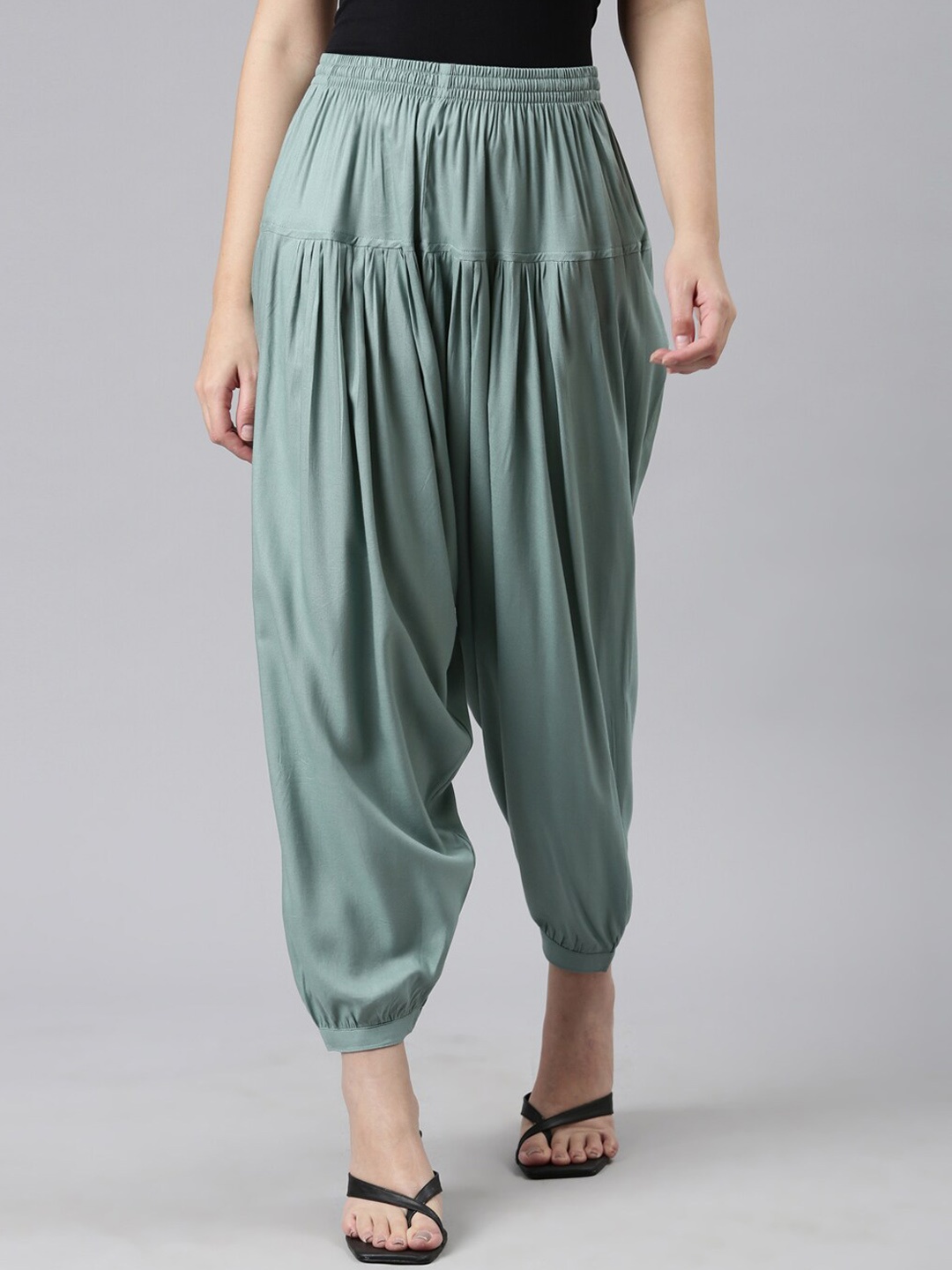 

Go Colors Women Mid-Rise Loose-Fit Harem Dhoti Pants, Green