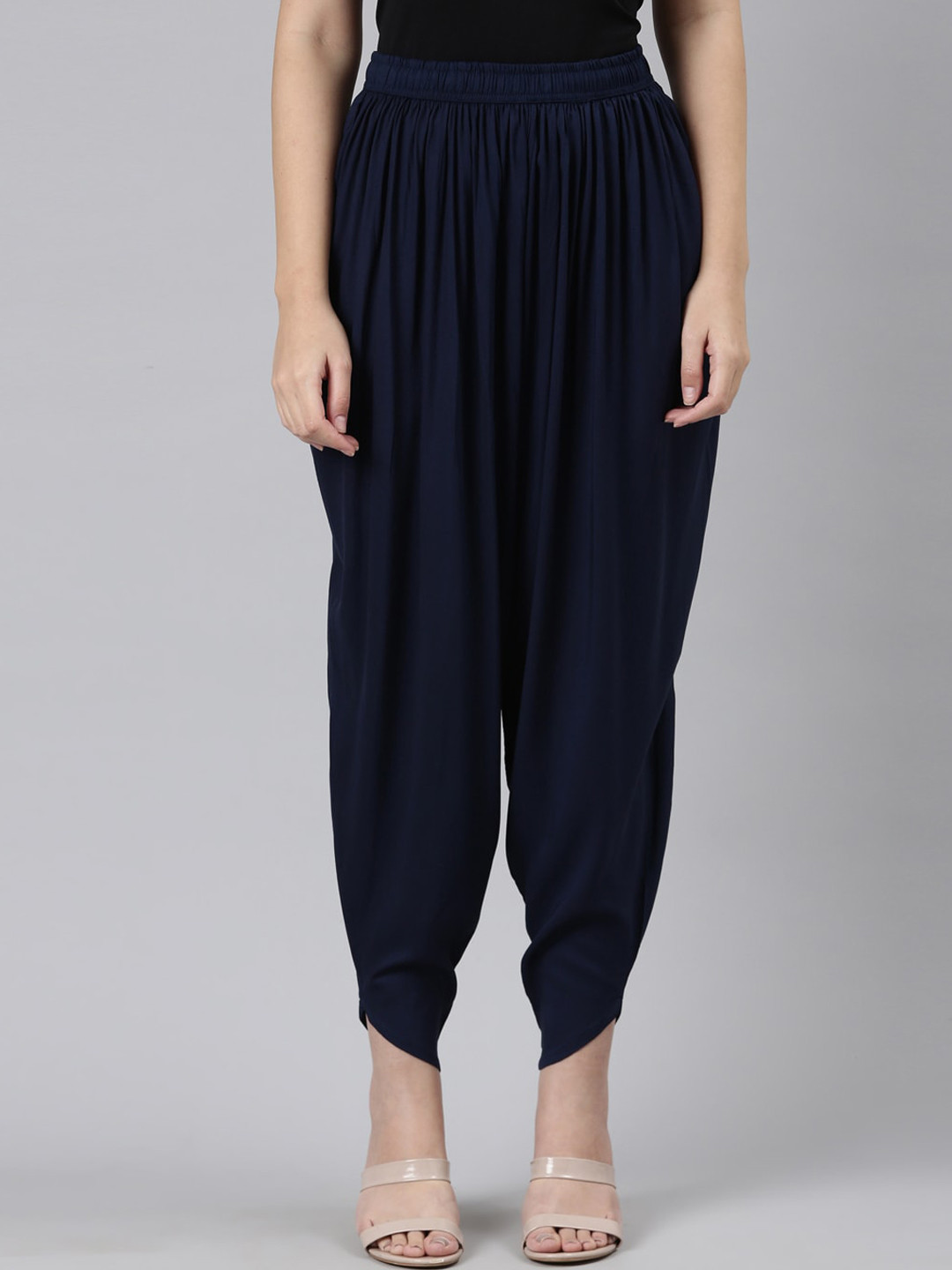 

Go Colors Women Mid-Rise Dhoti Pants, Navy blue