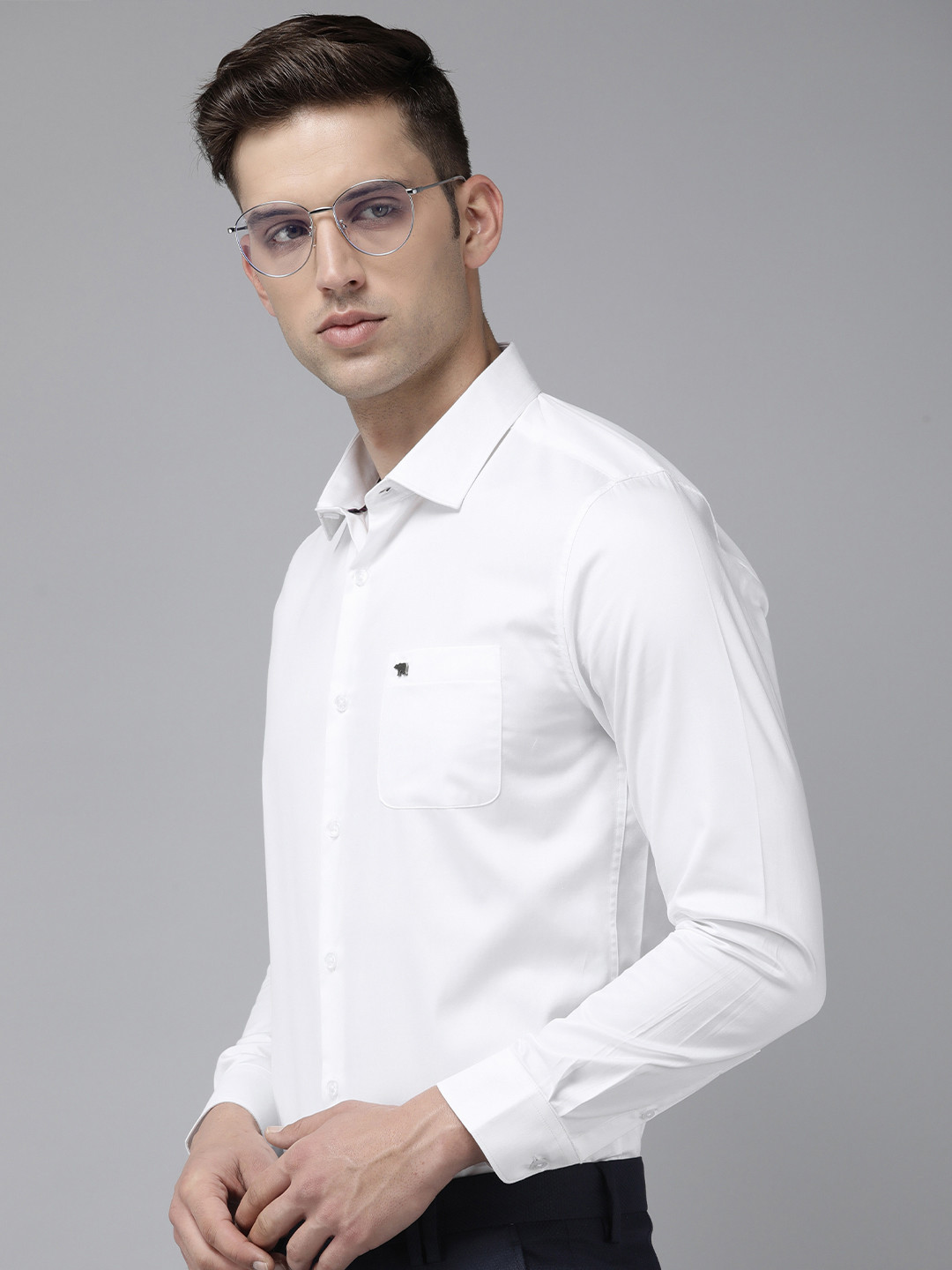 

THE BEAR HOUSE Slim Fit Opaque Egyptian Giza Cotton Formal Shirt, White