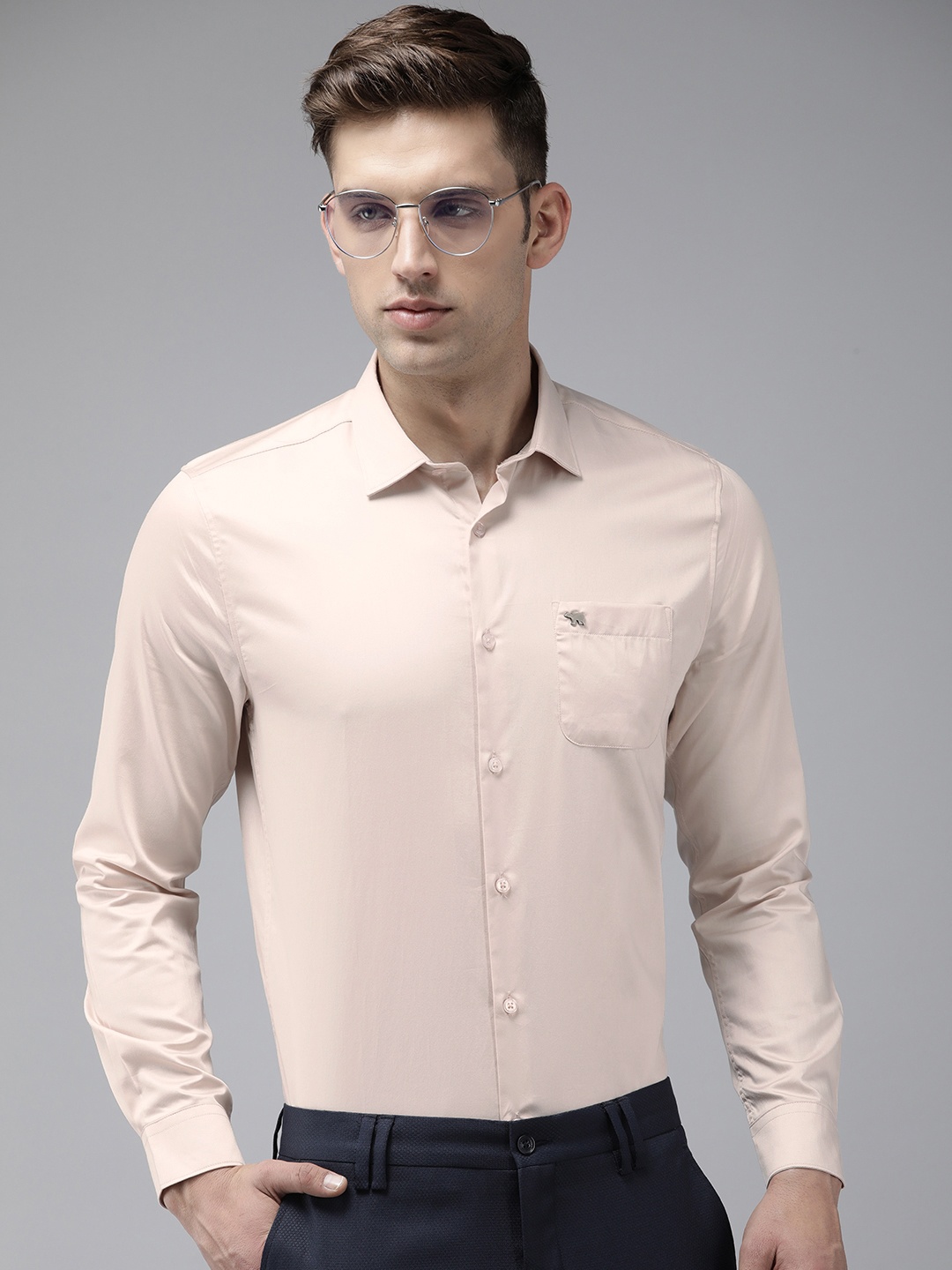 

THE BEAR HOUSE Slim Fit Opaque Egyptian Giza Cotton Formal Shirt, Pink