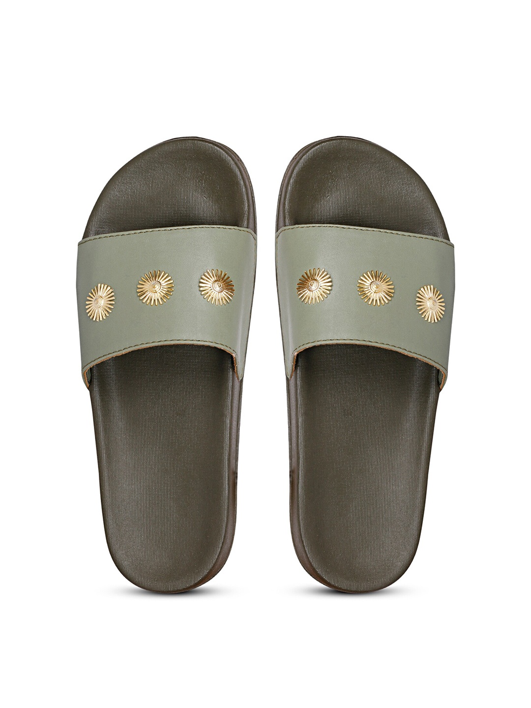 

PERY PAO Women Embellished Sliders, Green