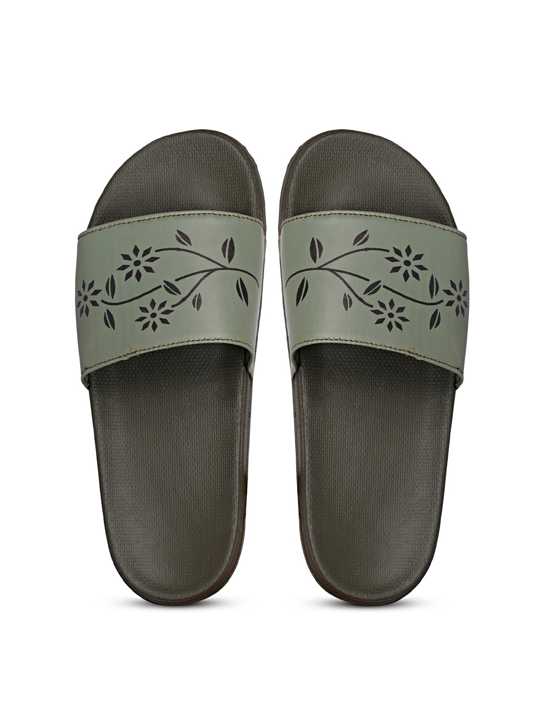 

PERY PAO Women Printed Slip-On Flip-Flop, Green