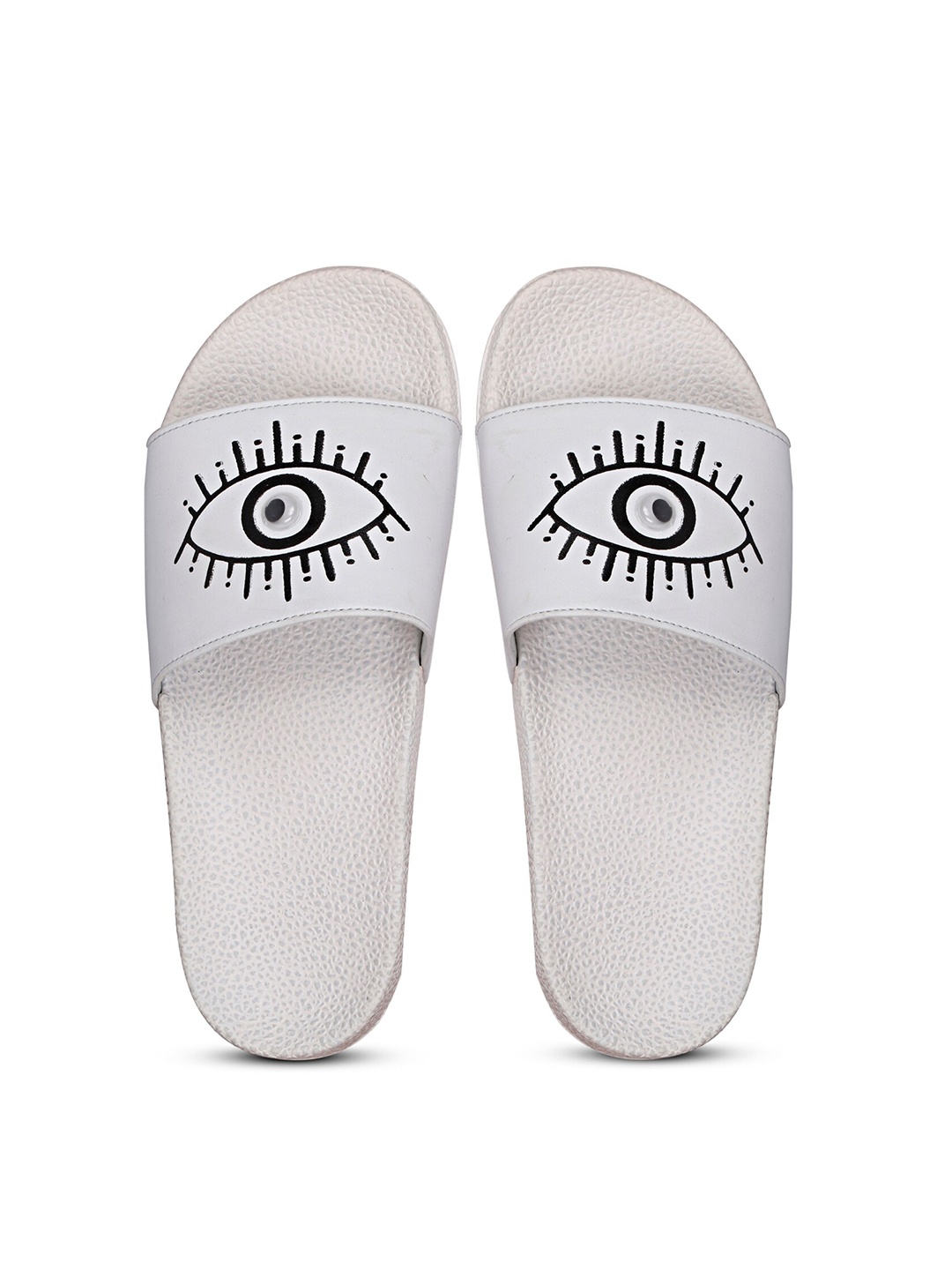 

PERY PAO Women Printed Rubber Sliders, White