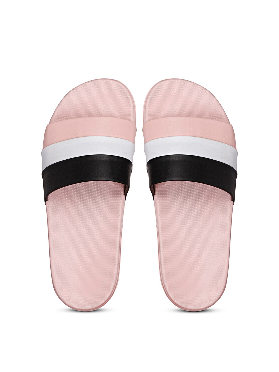 

PERY PAO Women Striped Rubber Sliders, Pink