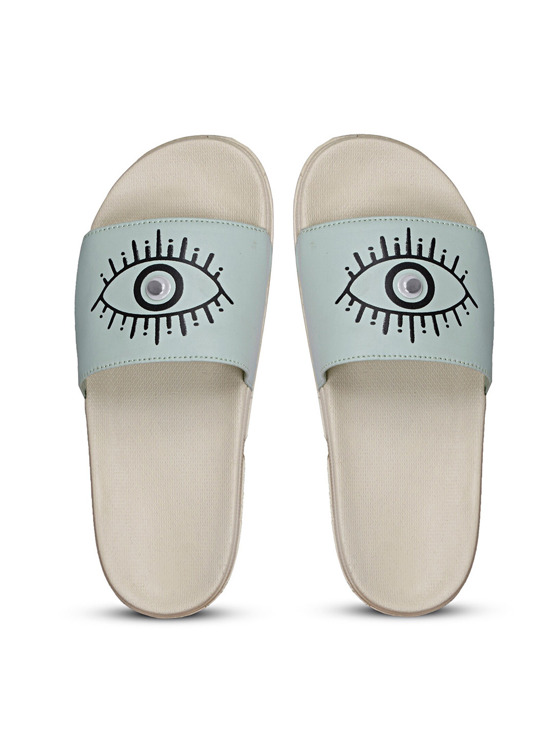 

PERY PAO Women Printed Slip-On Flip-Flops, Blue
