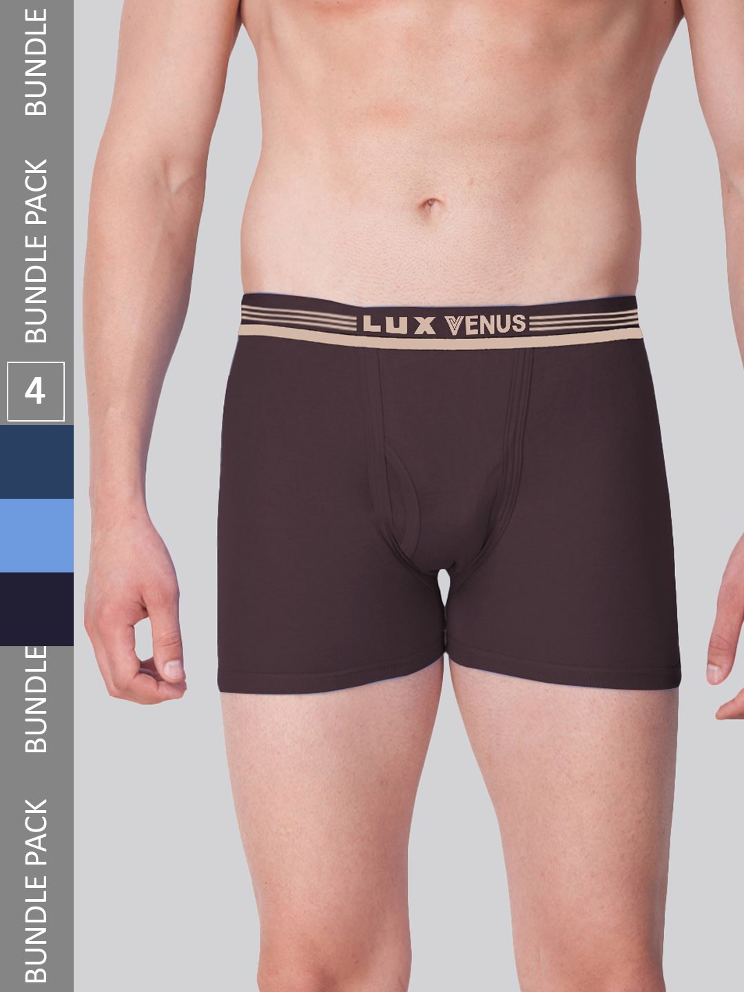 

LUX VENUS Pack Of 4 Mid-Rise Assorted Pure Cotton Trunks VENUS_FCD_DRW_AST_75_4PC