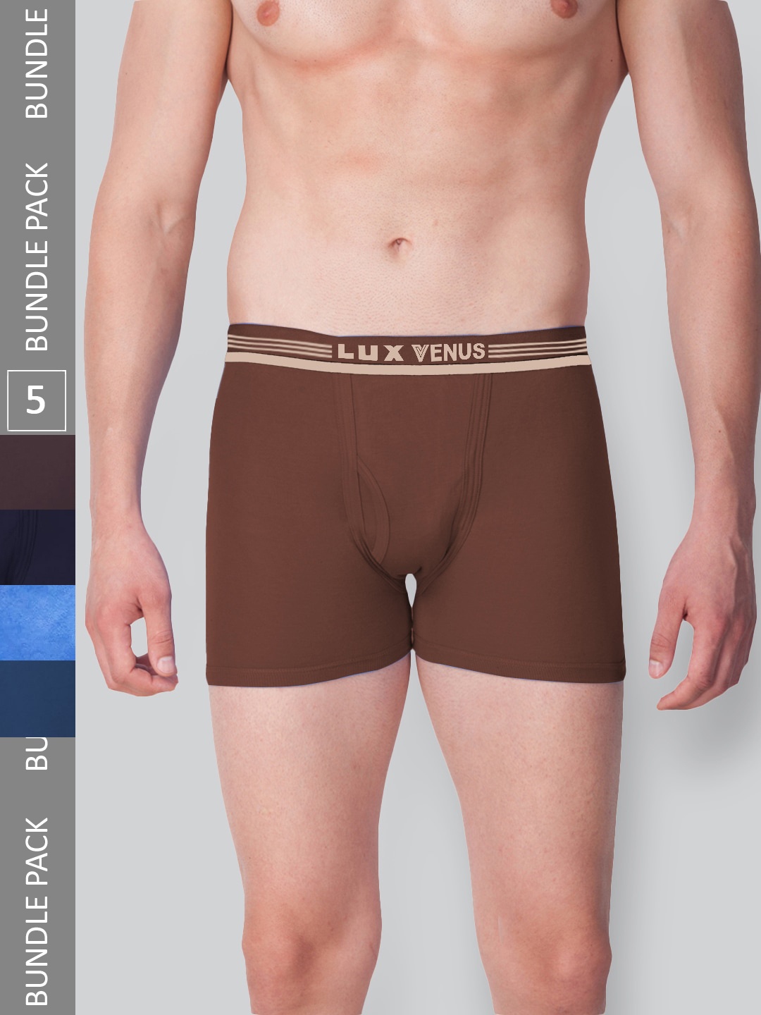 

LUX VENUS Men Pack Of 5 Assorted Pure Cotton Trunks VENUS_FCD_DRW_AST_75_5PC