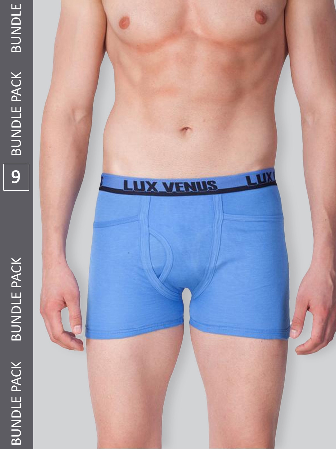 

LUX VENUS Men Pack Of 9 Assorted Pure Cotton Trunks