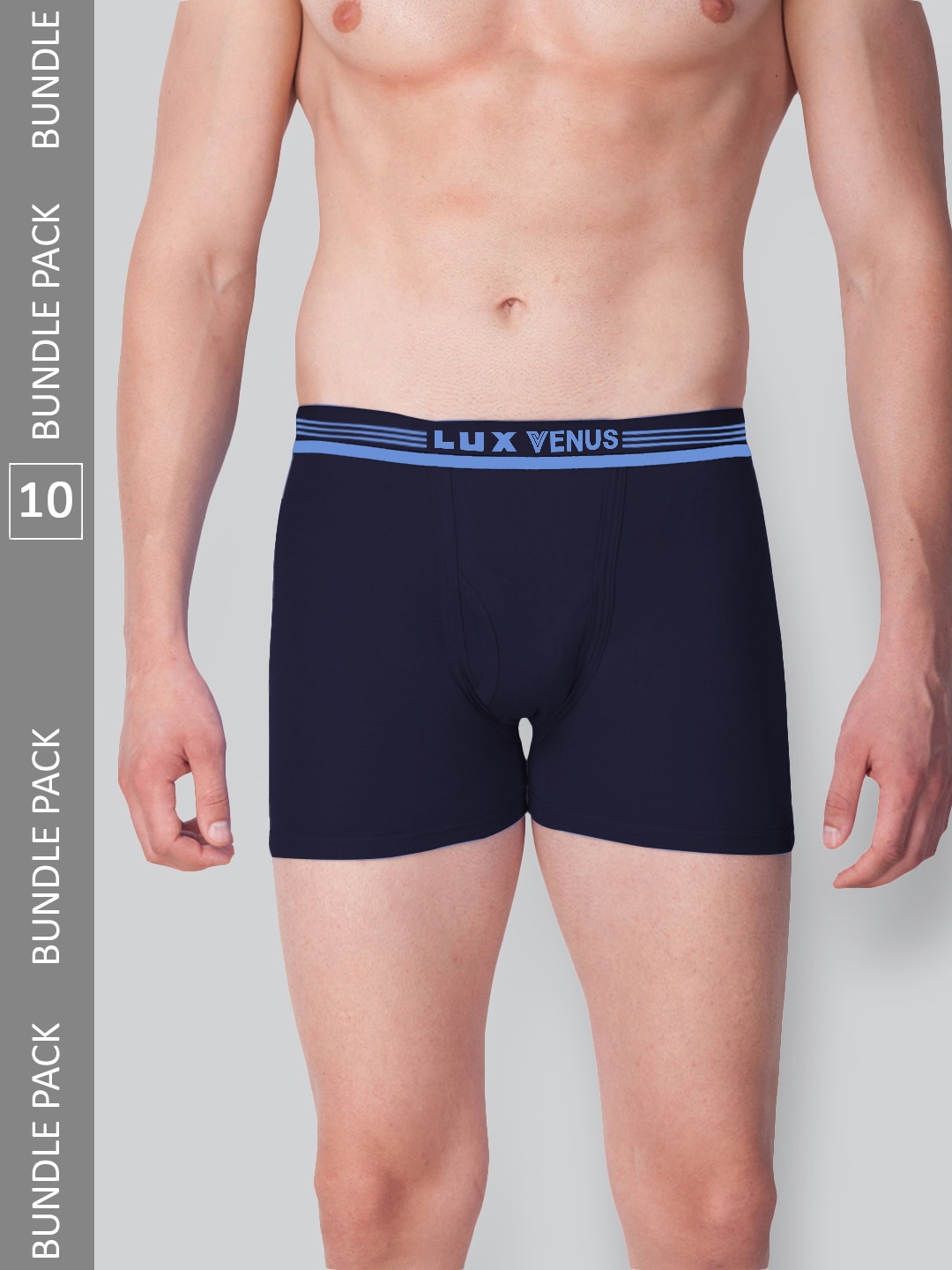 

LUX VENUS Men Pack Of 10 Mid-Rise Assorted Pure Cotton Trunks VENUS_FCD_DRW_AST_105_10PC