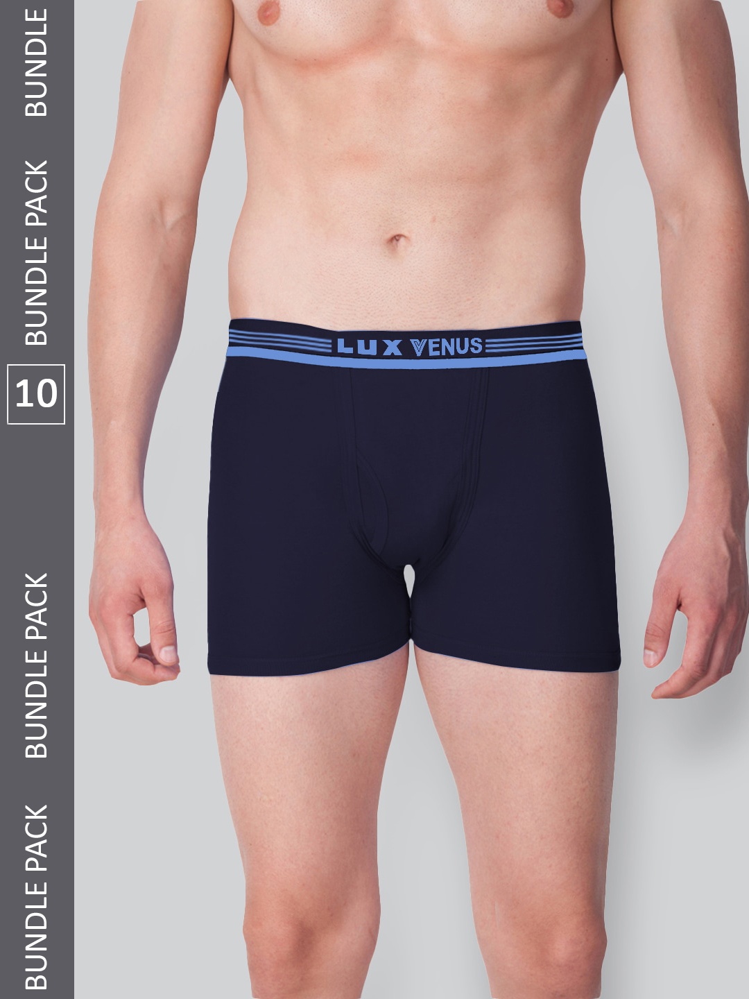 

LUX VENUS Pack Of 10 Mid-Rise Assorted Pure Cotton Trunks