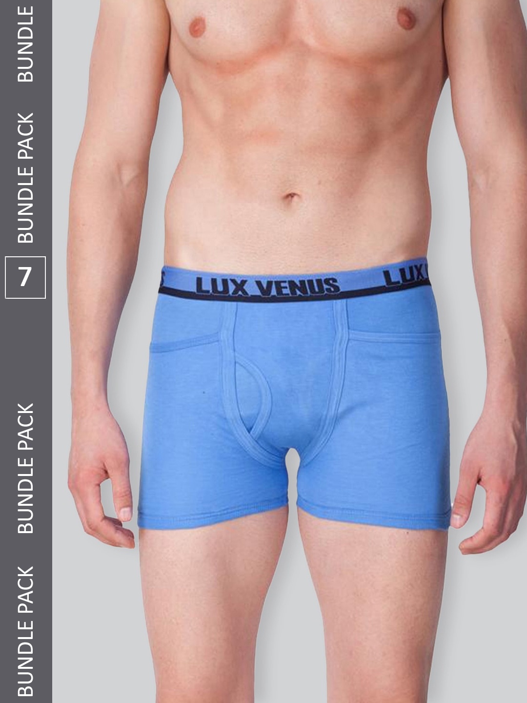 

LUX VENUS Men Pack Of 7 Mid-Rise Assorted Pure Cotton Trunks VENUS_PKT_DRW_AST_105_7PC