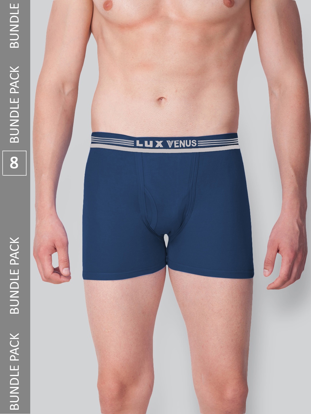 

LUX VENUS Men Pack Of 8 Mid-Rise Assorted Pure Cotton Trunks