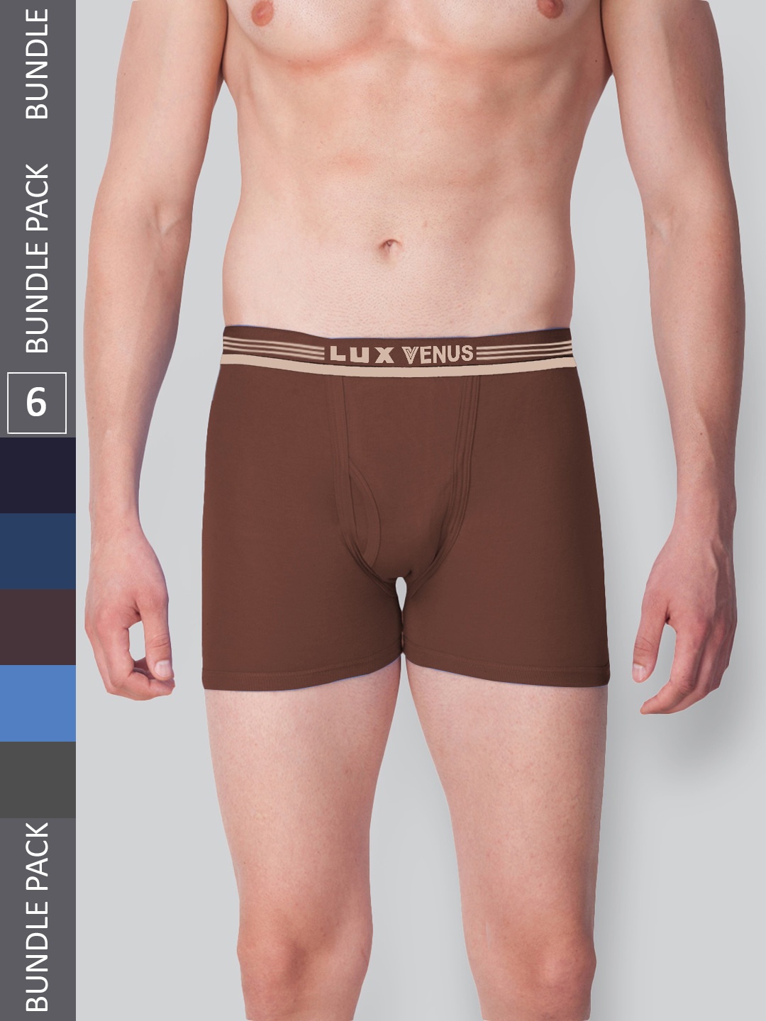 

LUX VENUS Men Pack Of 6 Assorted Pure Cotton Trunks