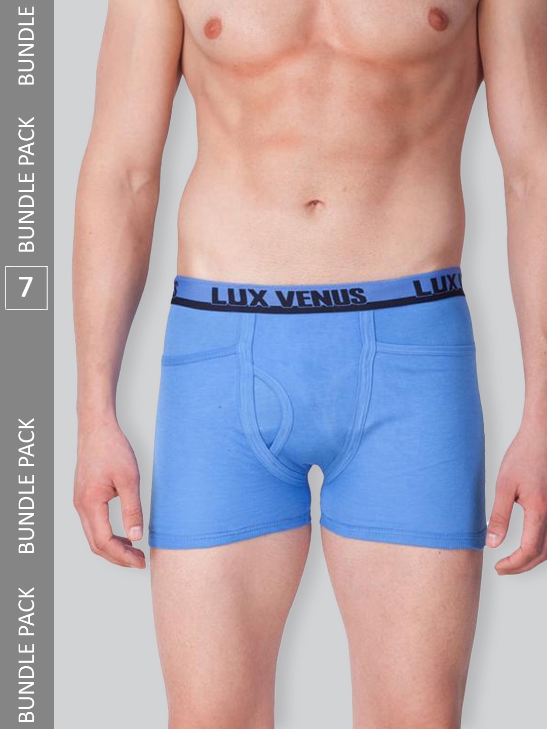 

LUX VENUS Men Pack Of 7 Mid-Rise Assorted Pure Cotton Trunks