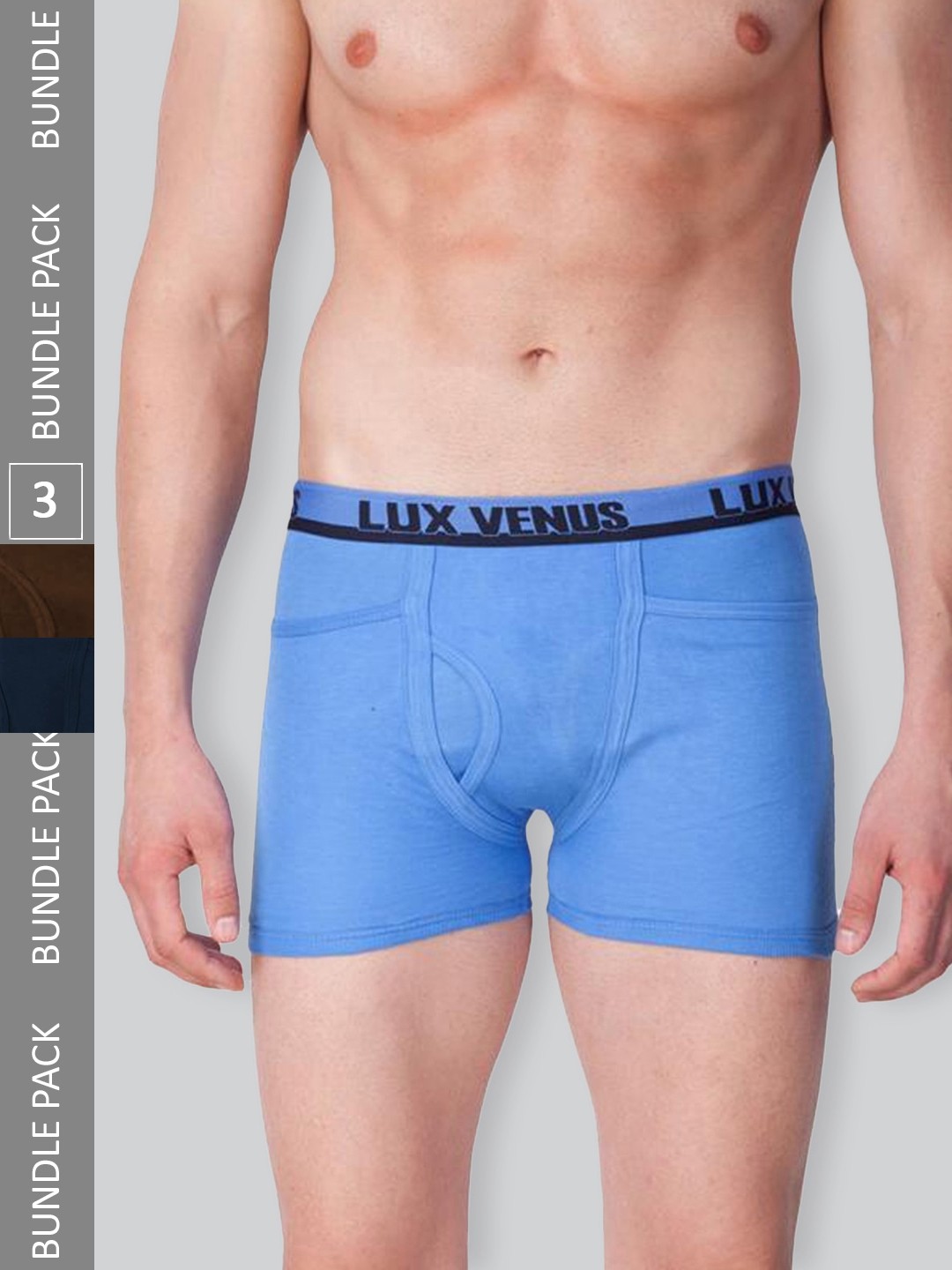 

LUX VENUS Men Pack Of 3 Assorted Pure Cotton Trunks