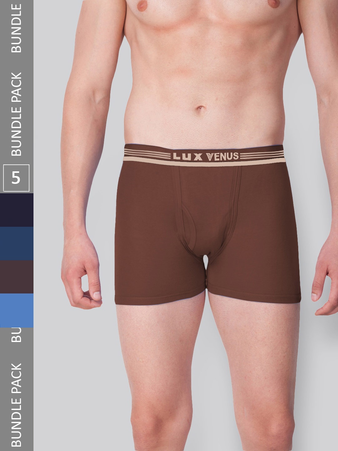 

LUX VENUS Men Pack Of 5 Assorted Pure Cotton Trunks VENUS_FCD_DRW_AST_100_5PC